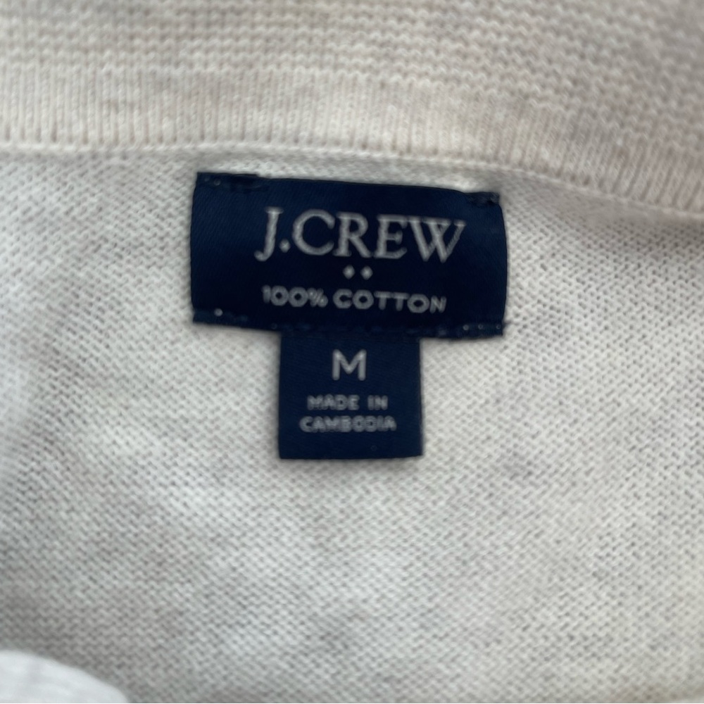 J. Crew Factory Polo Cotton Sweater Short Sleeve Collared Oatmeal Beige Size M - Picture 5 of 6